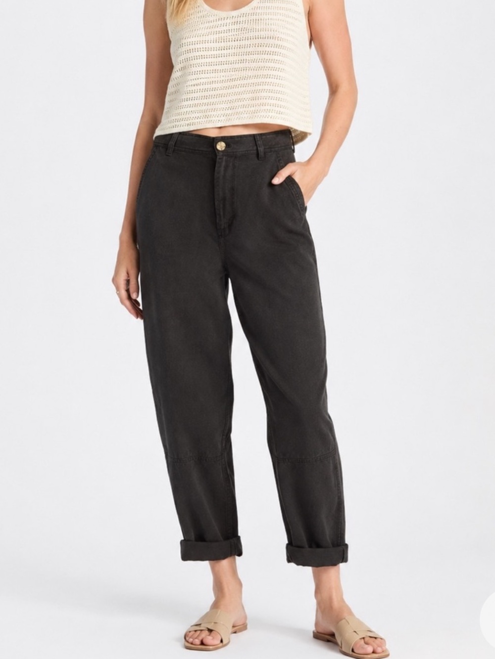 Everlane The Utility Barrel Pant in Buttersoft Tencel Black - Women's size 6